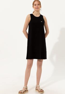 Kadın Siyah Bisiklet Yaka Örme Elbise - 50249045030