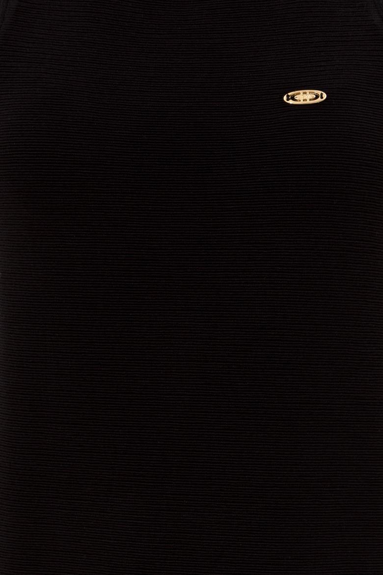 Kadın Siyah Bisiklet Yaka Örme Elbise - 50249045030