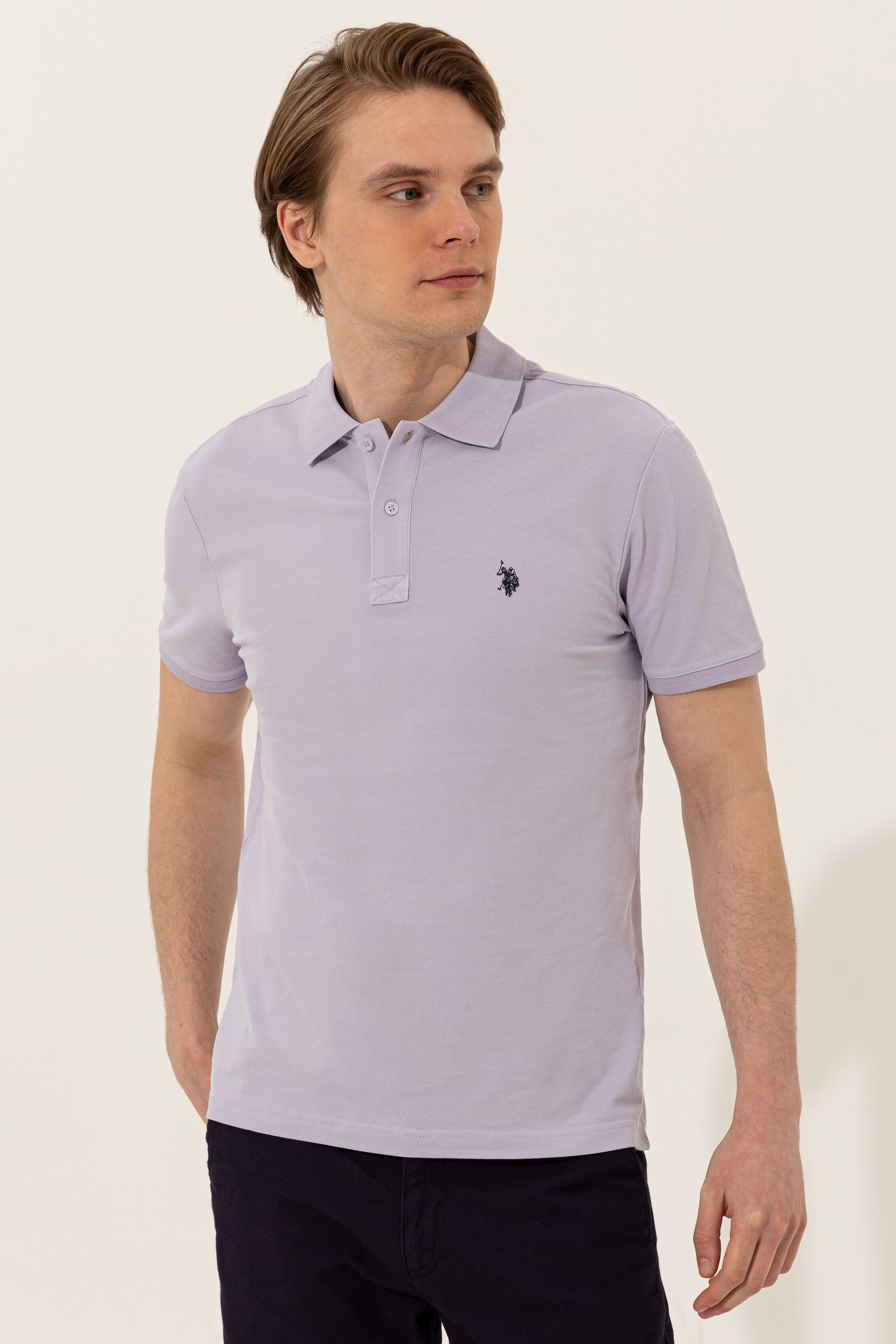 Erkek Lila Basic Tişört - Image 3