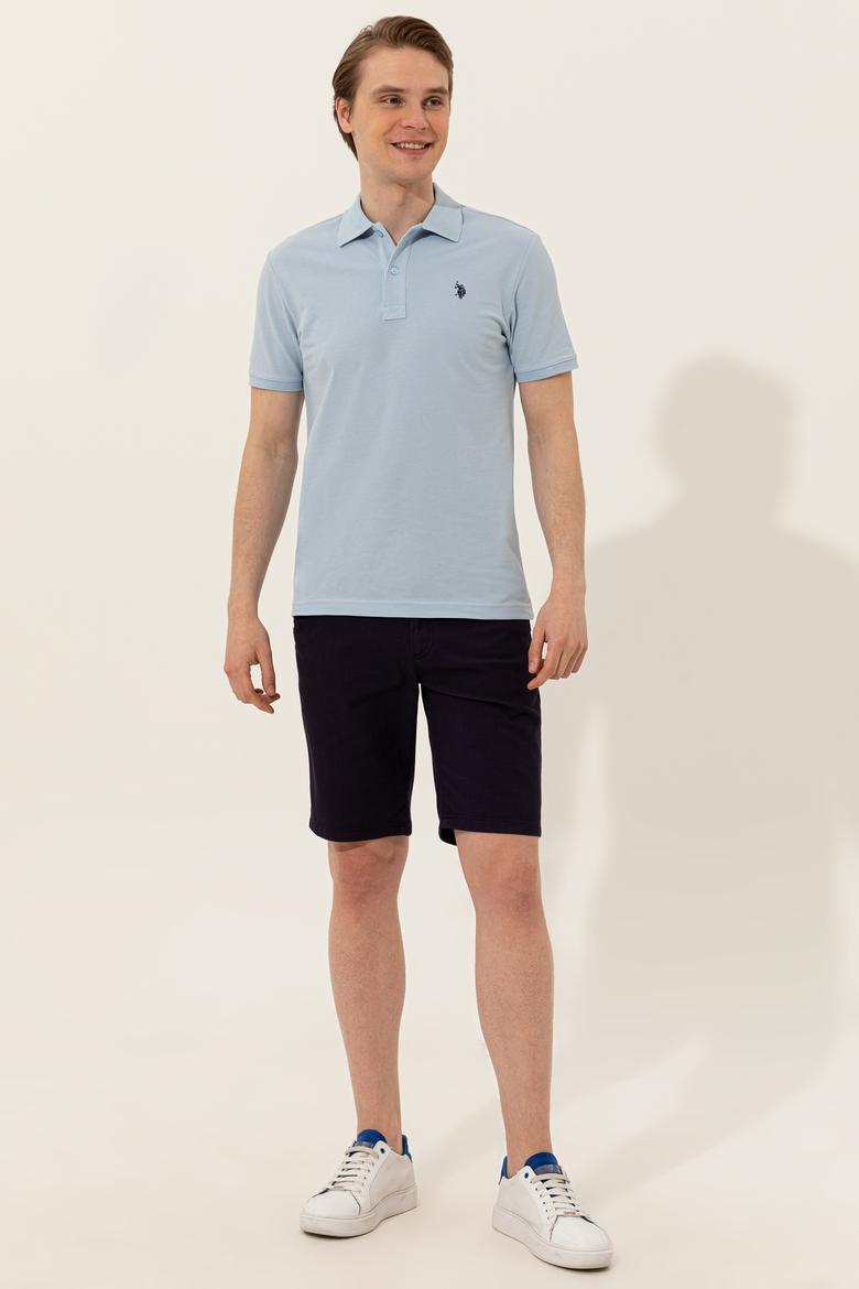 Erkek Açık Mavi Polo Yaka Basic T-Shirt - 50249149006