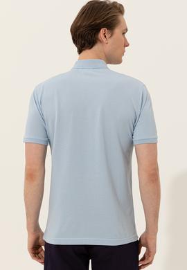Erkek Açık Mavi Polo Yaka Basic T-Shirt - 50249149006