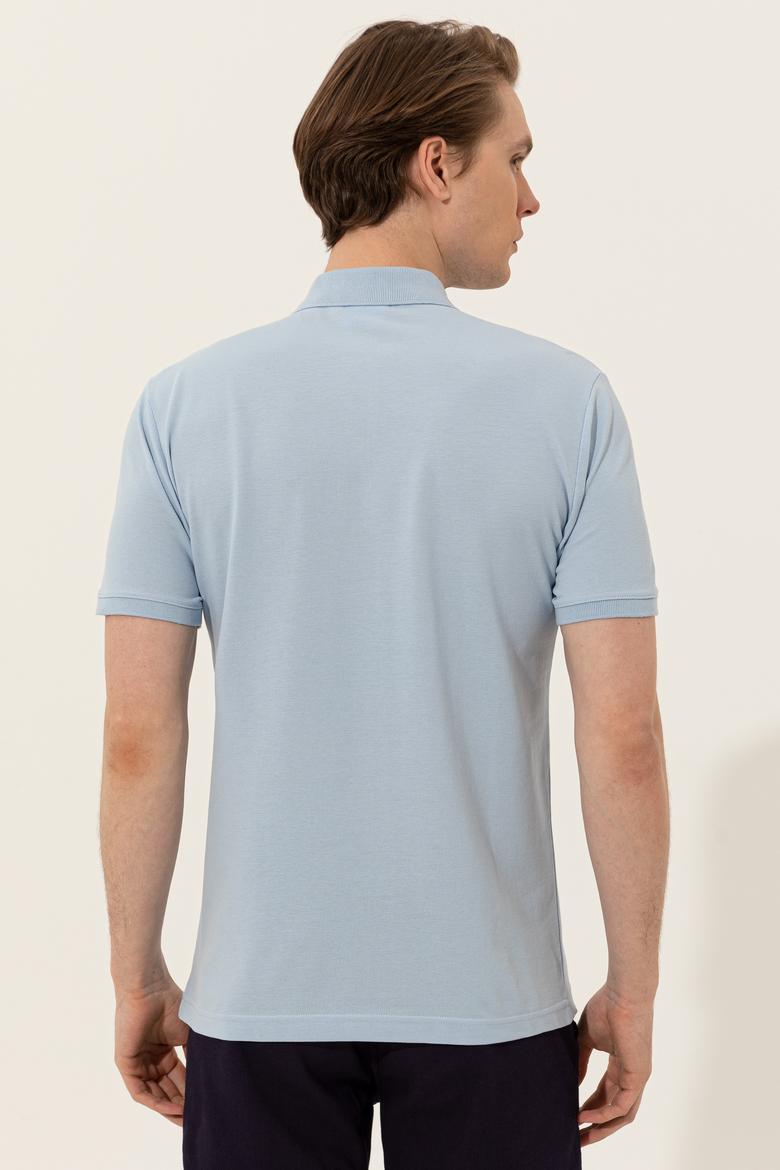 Erkek Açık Mavi Polo Yaka Basic T-Shirt - 50249149006
