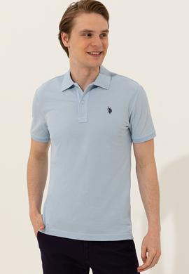 Erkek Açık Mavi Polo Yaka Basic T-Shirt - 50249149006