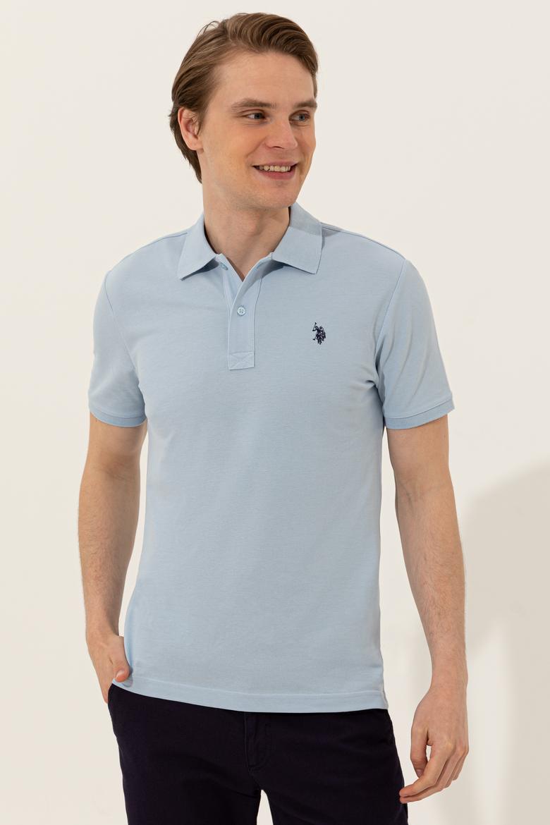Erkek Açık Mavi Polo Yaka Basic T-Shirt - 50249149006