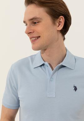 Erkek Açık Mavi Polo Yaka Basic T-Shirt - 50249149006