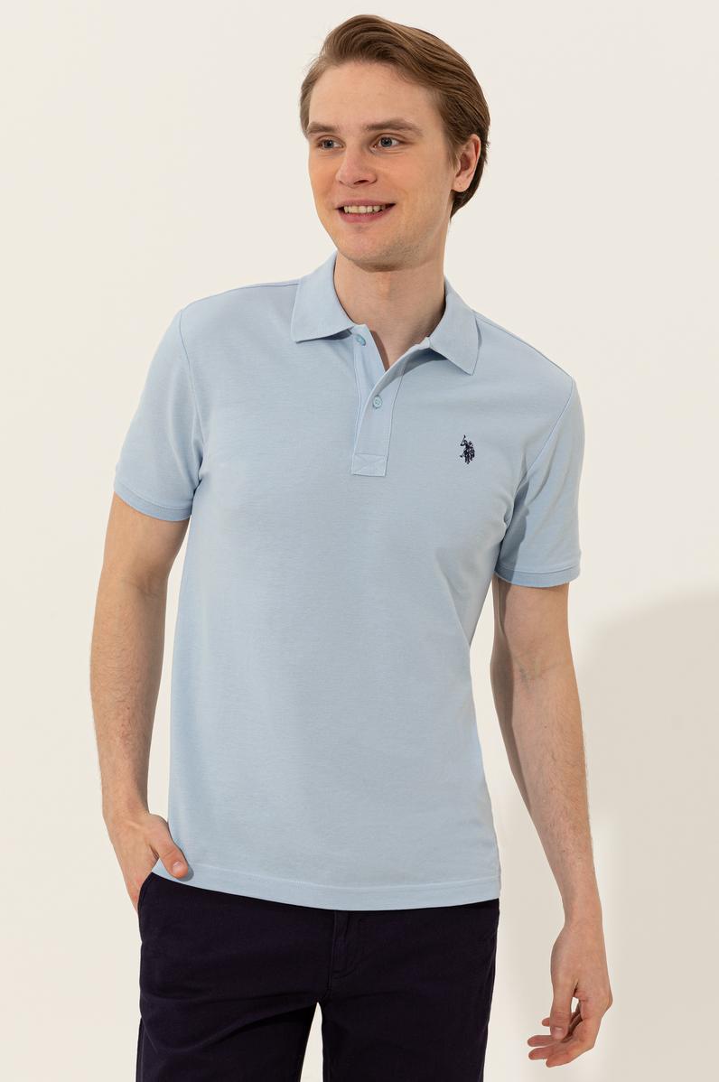 Erkek Açık Mavi Polo Yaka Basic T-Shirt