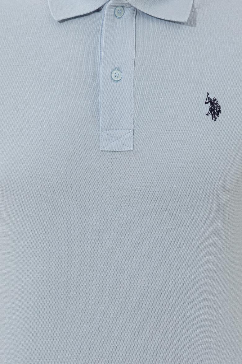 Erkek Açık Mavi Polo Yaka Basic T-Shirt - 50249149006