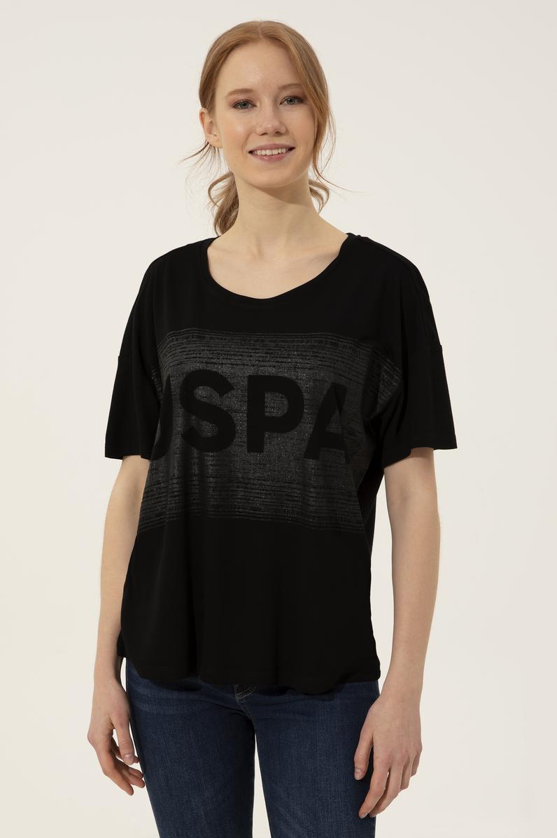 Kadın Siyah Bisiklet Yaka Tişört