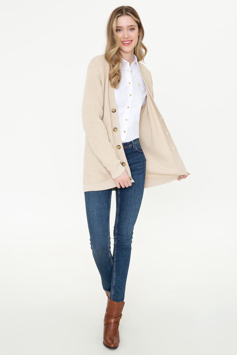 Kadın Bej Triko Hırka - 50257015001