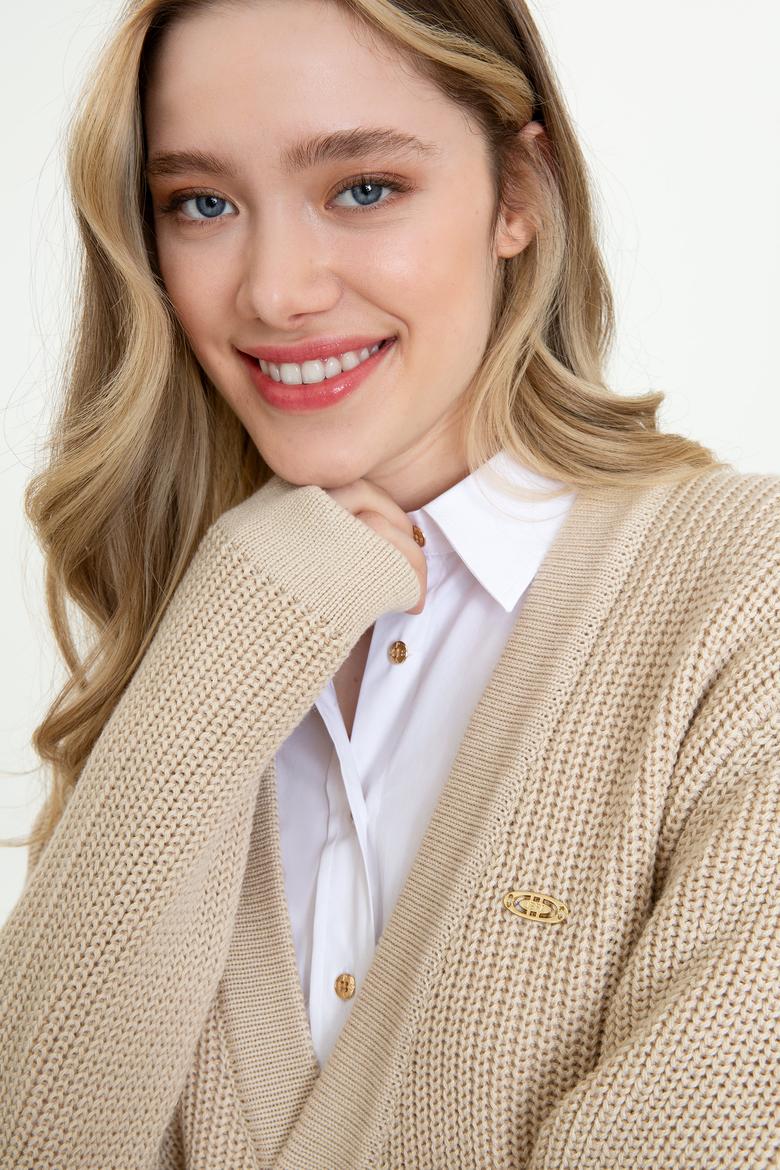 Kadın Bej Triko Hırka - 50257015001