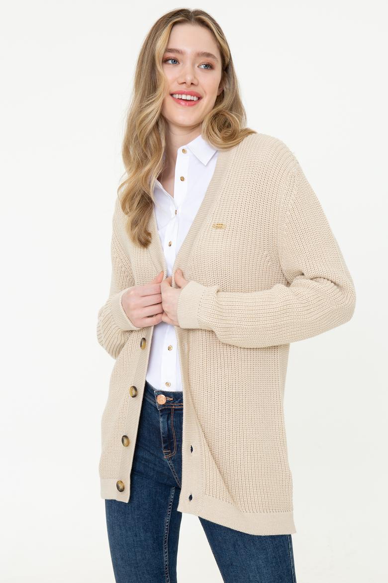 Kadın Bej Triko Hırka