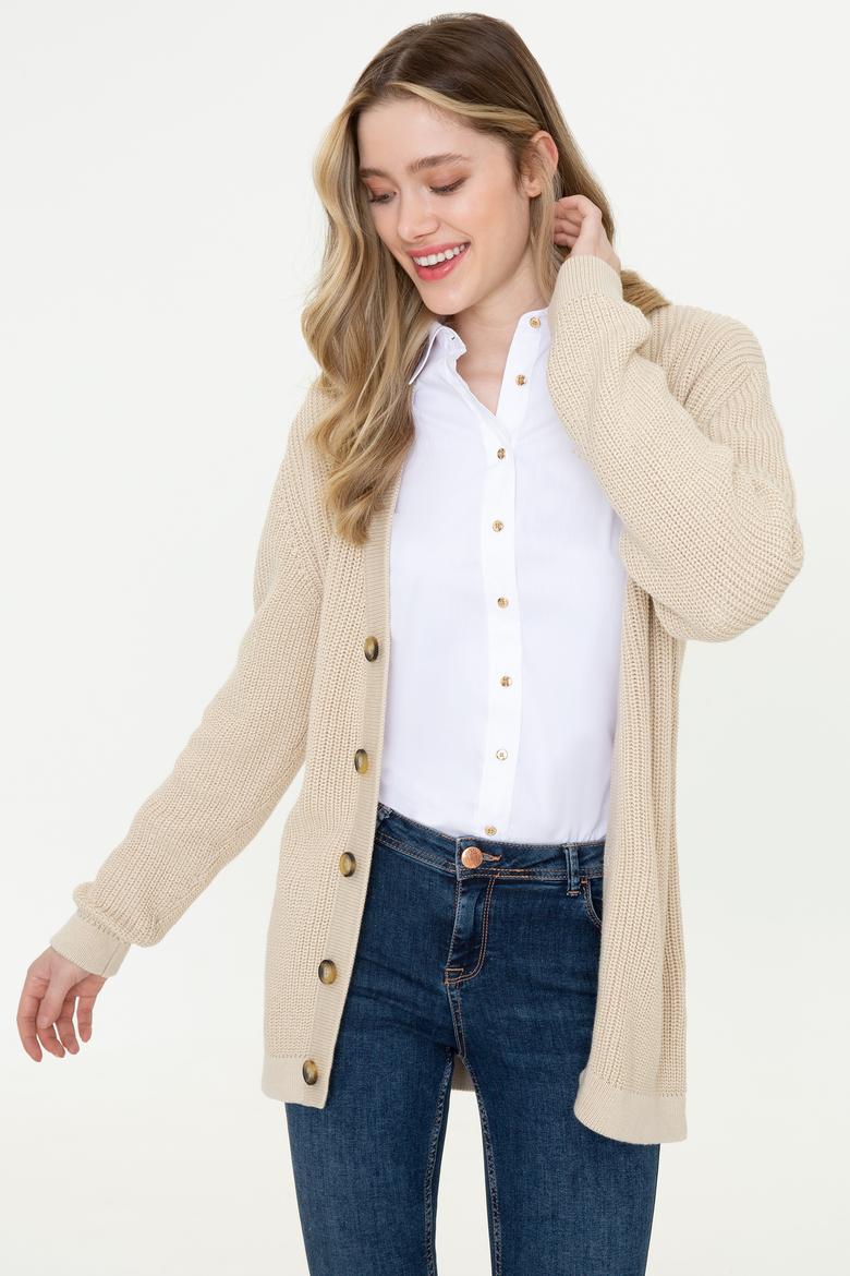 Kadın Bej Triko Hırka - 50257015001