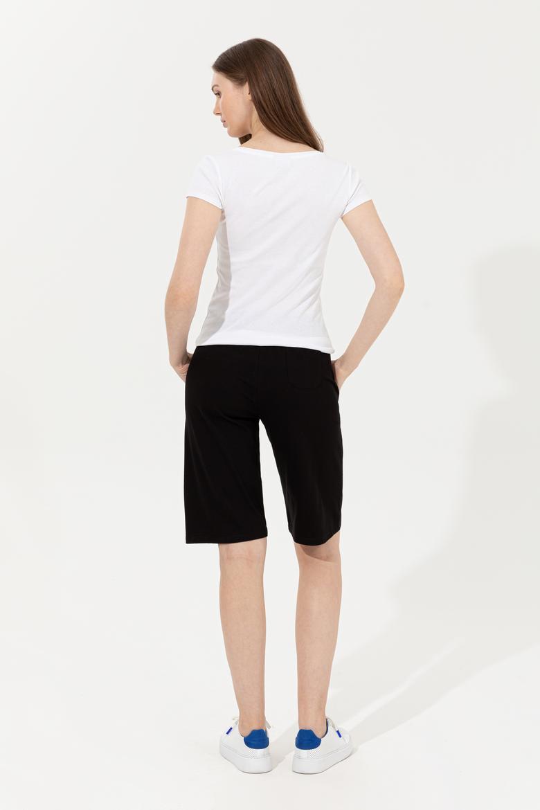 Kadın Siyah Örme Şort - 50253142015