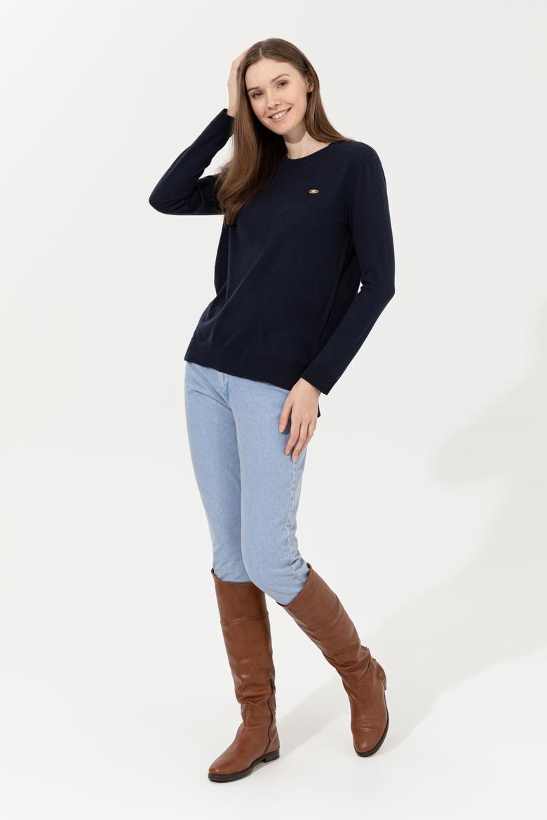 Kadın Lacivert Bisiklet Yaka Basic Kazak - 50251905018