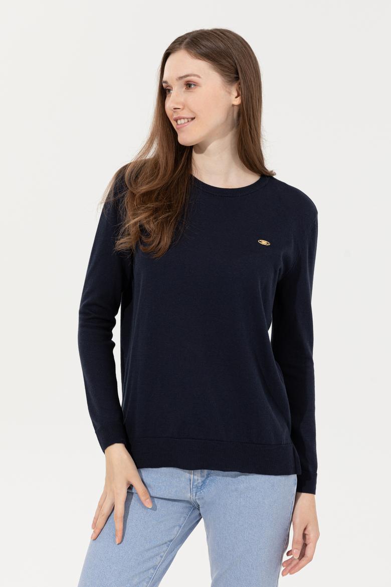 Kadın Lacivert Bisiklet Yaka Basic Kazak - 50251905018