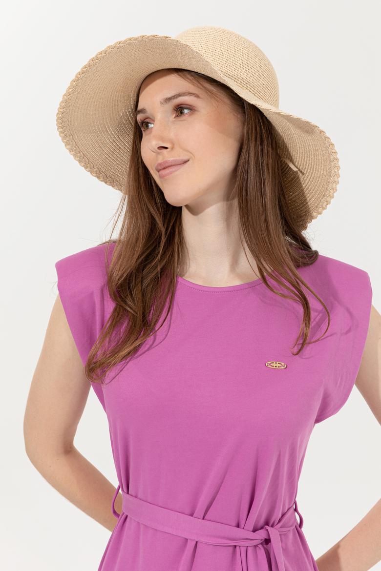 Kadın Menekşe Bisiklet Yaka Örme Elbise - 50248893016