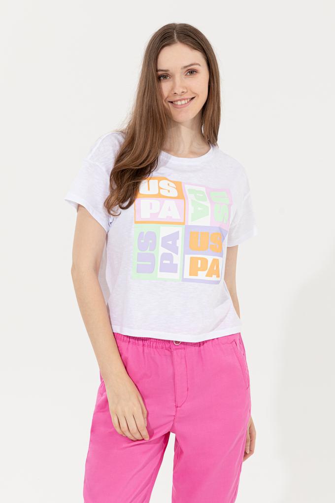 Kadın Mint Bisiklet Yaka Crop Tişört