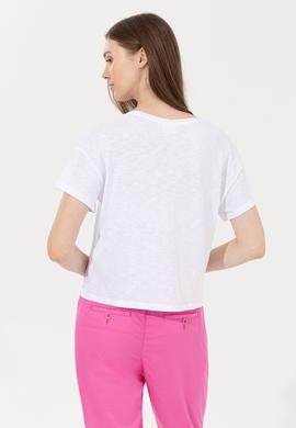 Kadın Mint Bisiklet Yaka Crop Tişört - 50249005004