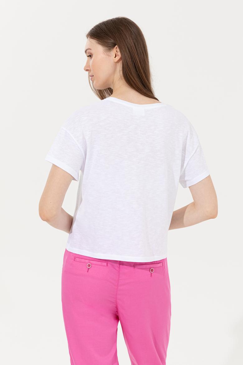 Kadın Mint Bisiklet Yaka Crop Tişört - 50249005004