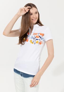 Kadın Mavi Polo Yaka Tişört - 50248995016