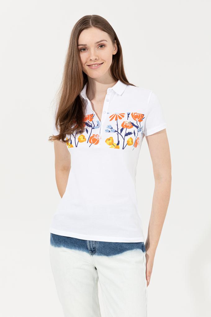 Kadın Mavi Polo Yaka Tişört