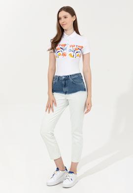 Kadın Mavi Polo Yaka Tişört - 50248995016