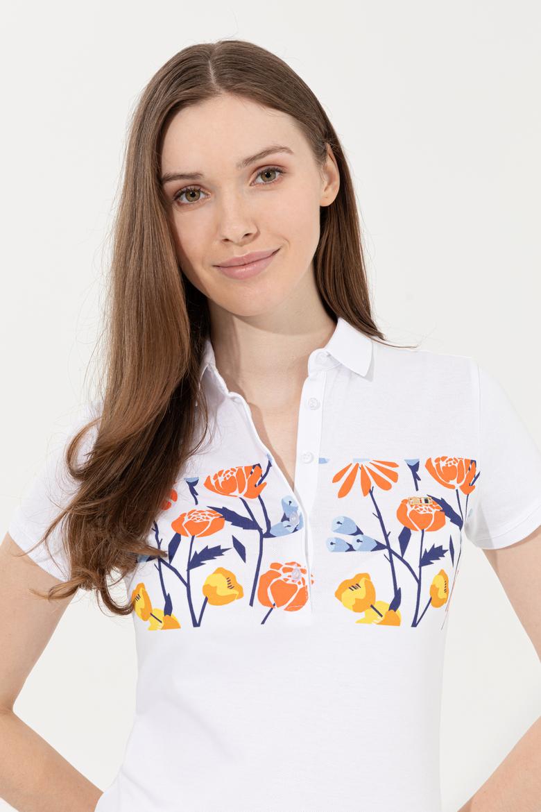 Kadın Mavi Polo Yaka Tişört - 50248995016