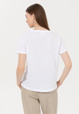 Kadın Beyaz Bisiklet Yaka Tişört - 50249039005