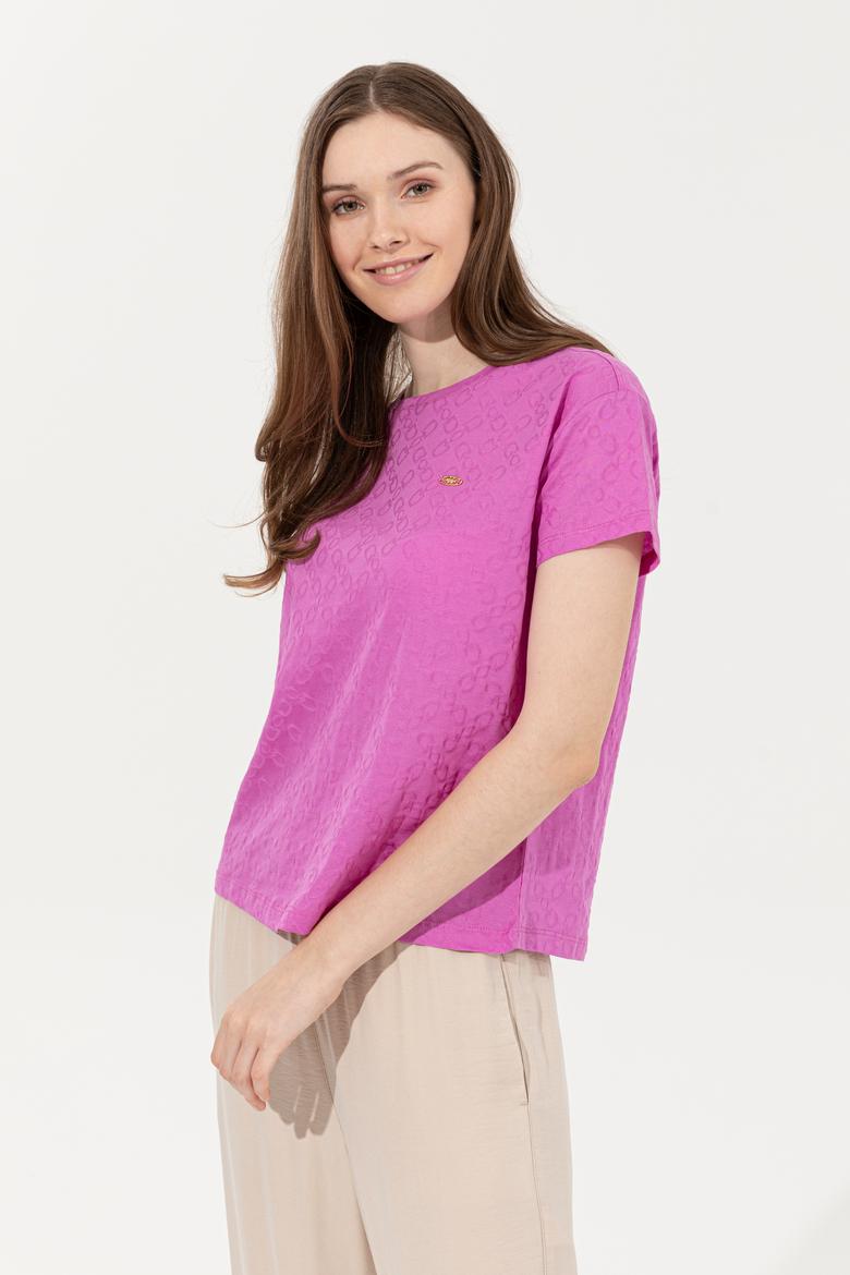 Kadın Menekşe Bisiklet Yaka Tişört - 50249039012