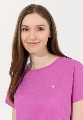 Kadın Menekşe Bisiklet Yaka Tişört - 50249039012