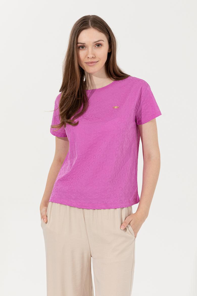 Kadın Menekşe Bisiklet Yaka Tişört