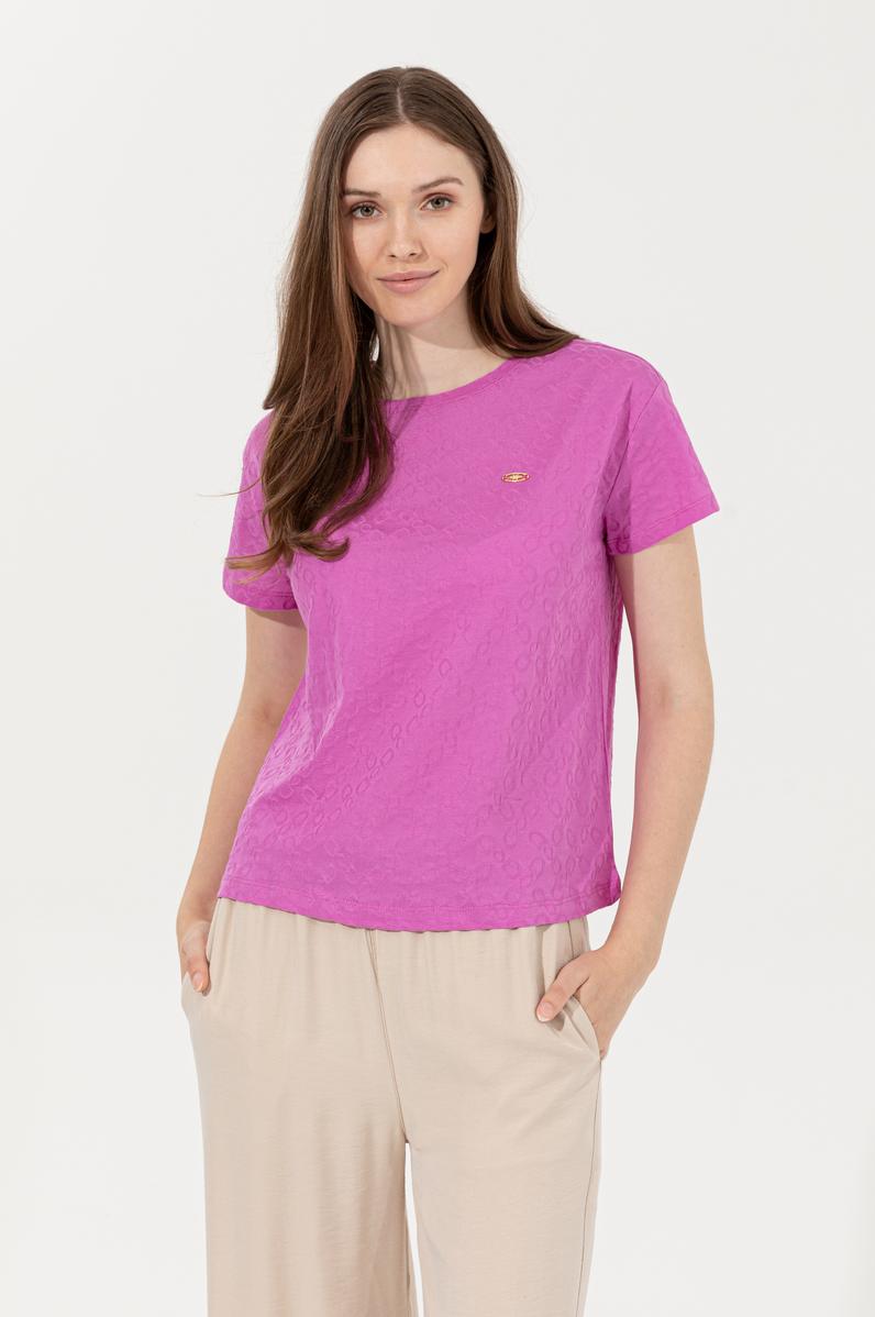 Kadın Menekşe Bisiklet Yaka Tişört