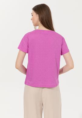 Kadın Menekşe Bisiklet Yaka Tişört - 50249039012