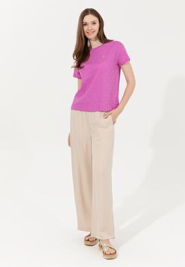 Kadın Menekşe Bisiklet Yaka Tişört - 50249039012