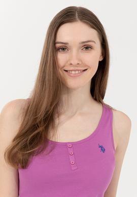 Kadın Menekşe Kolsuz Basic Tişört - 50246321043