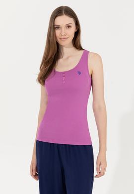 Kadın Menekşe Kolsuz Basic Tişört - 50246321043