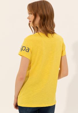 Kadın Açık Sarı Bisiklet Yaka Tişört - 50248142046