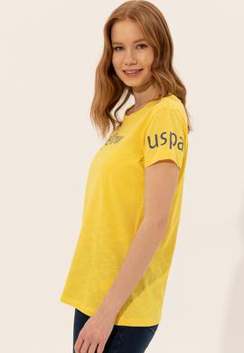 Kadın Açık Sarı Bisiklet Yaka Tişört - 50248142046