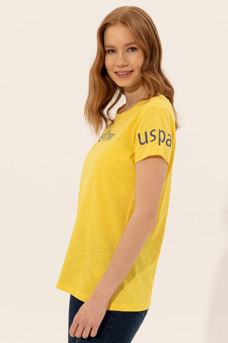 Kadın Açık Sarı Bisiklet Yaka Tişört - 50248142046