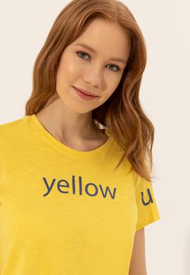 Kadın Açık Sarı Bisiklet Yaka Tişört - 50248142046