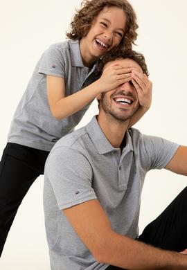 Erkek Çocuk Gri Melanj Polo Yaka Tişört - 50251776052