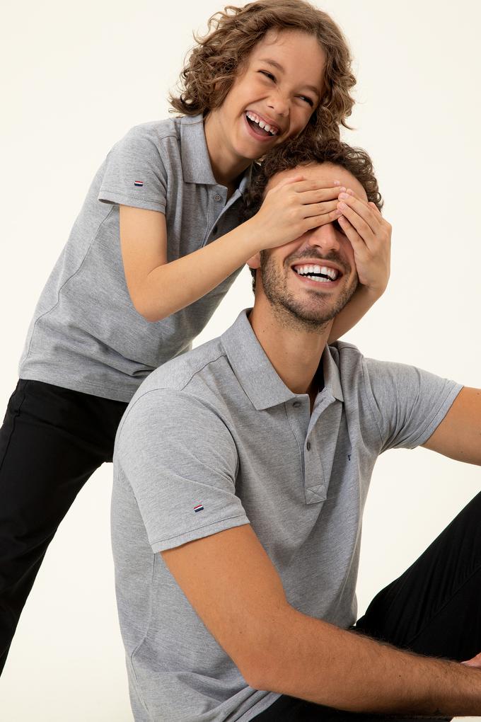 Erkek Çocuk Gri Melanj Polo Yaka Tişört