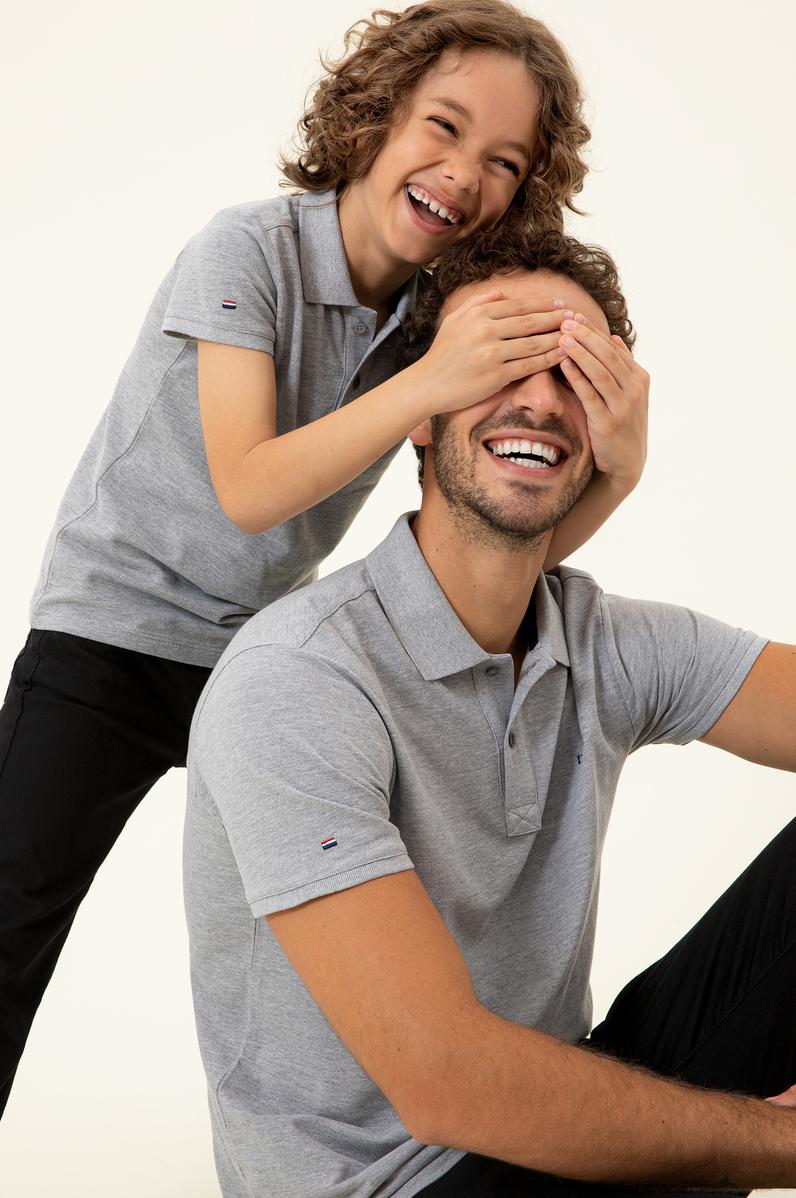 Erkek Çocuk Gri Melanj Polo Yaka Tişört