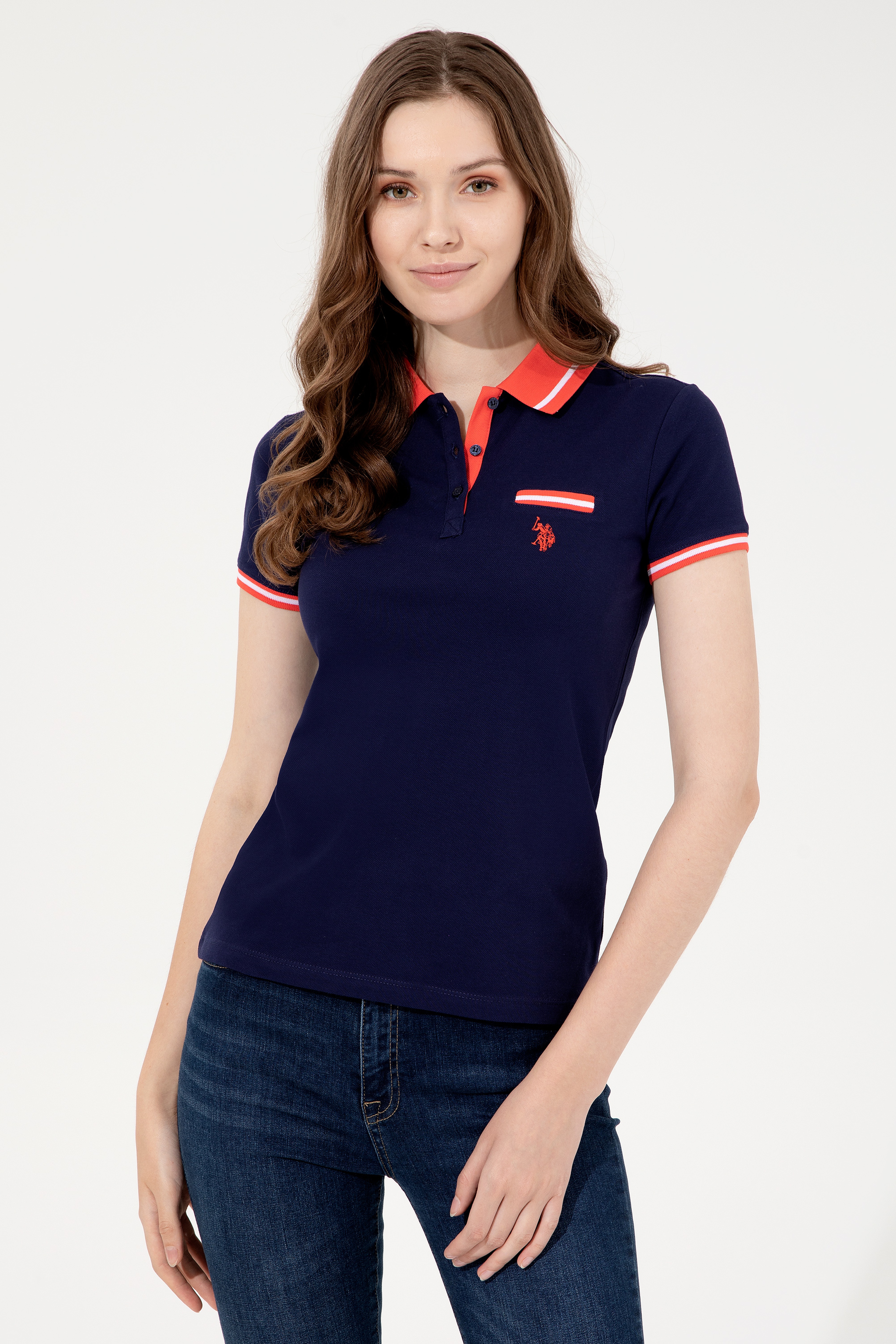 Kadın Lacivert Polo Yaka Tişört - Image 1