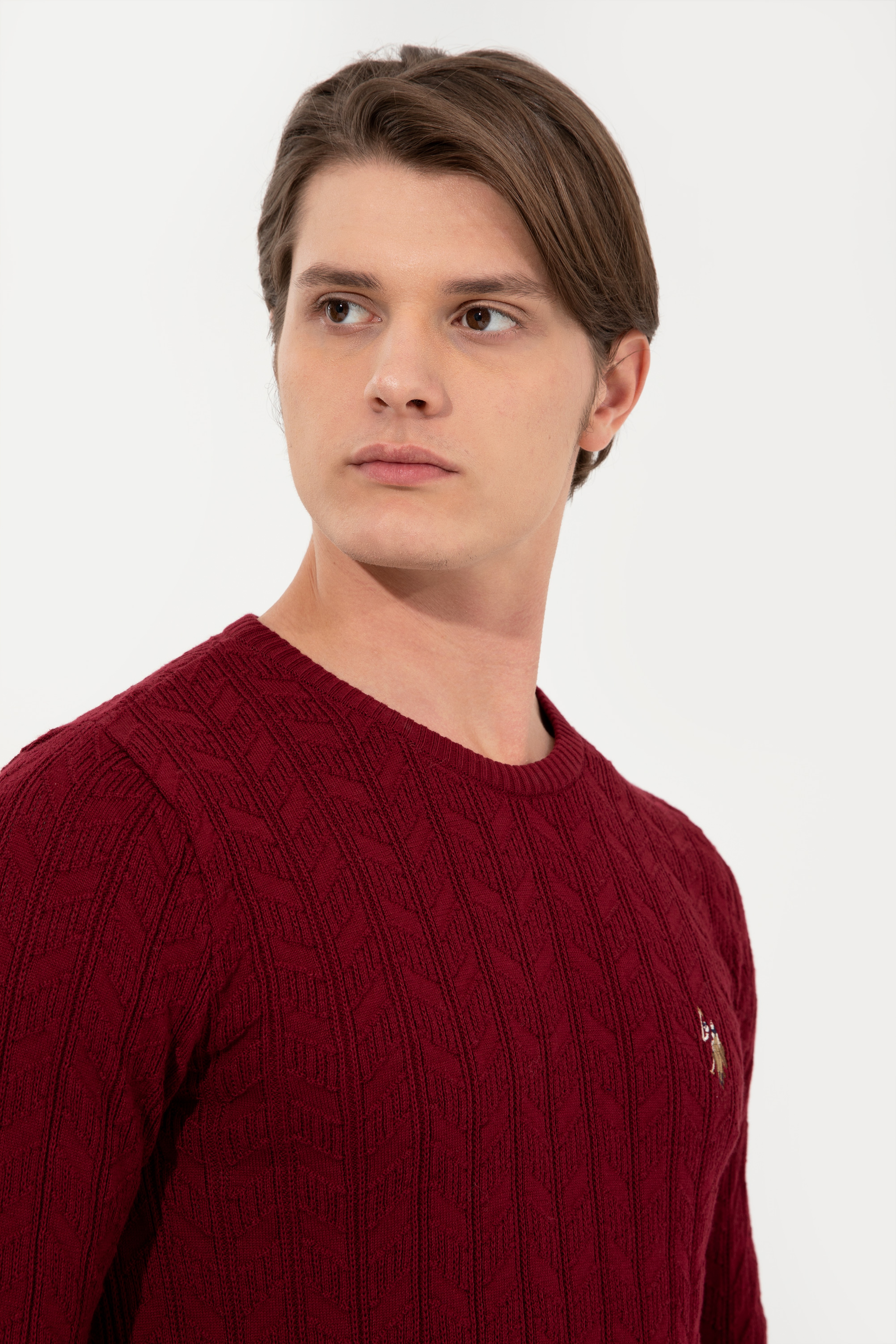 Erkek Bordo Basic Kazak - Image 4