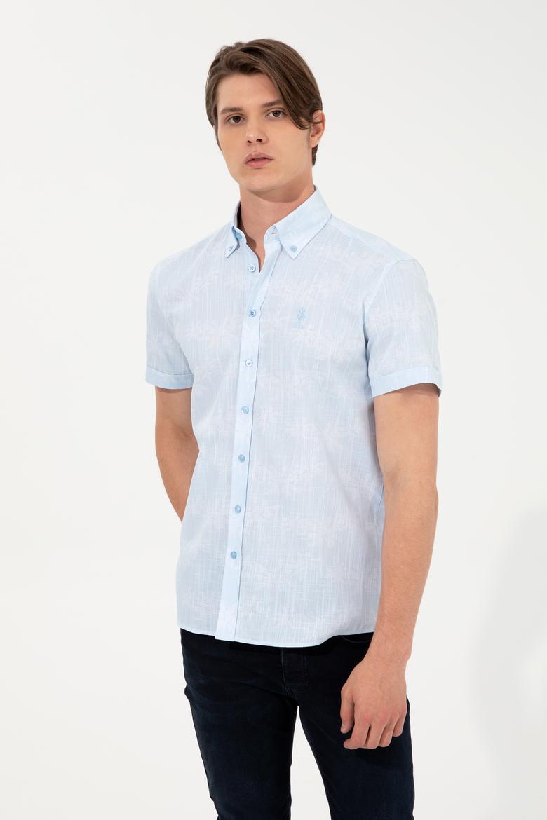 Erkek Açık Mavi Kısa Kollu Gömlek