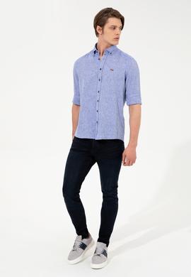 Erkek Mavi Uzun Kollu Gömlek - 50246314016