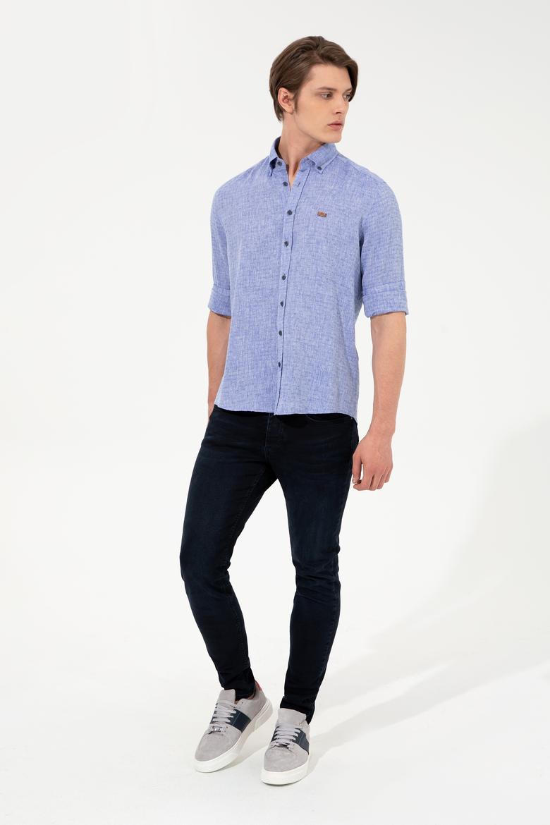 Erkek Mavi Uzun Kollu Gömlek - 50246314016
