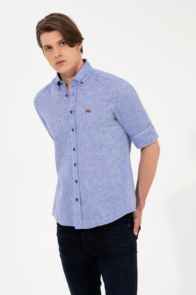 Erkek Mavi Uzun Kollu Gömlek