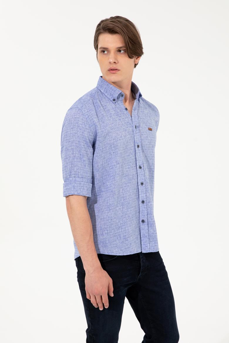 Erkek Mavi Uzun Kollu Gömlek - 50246314016
